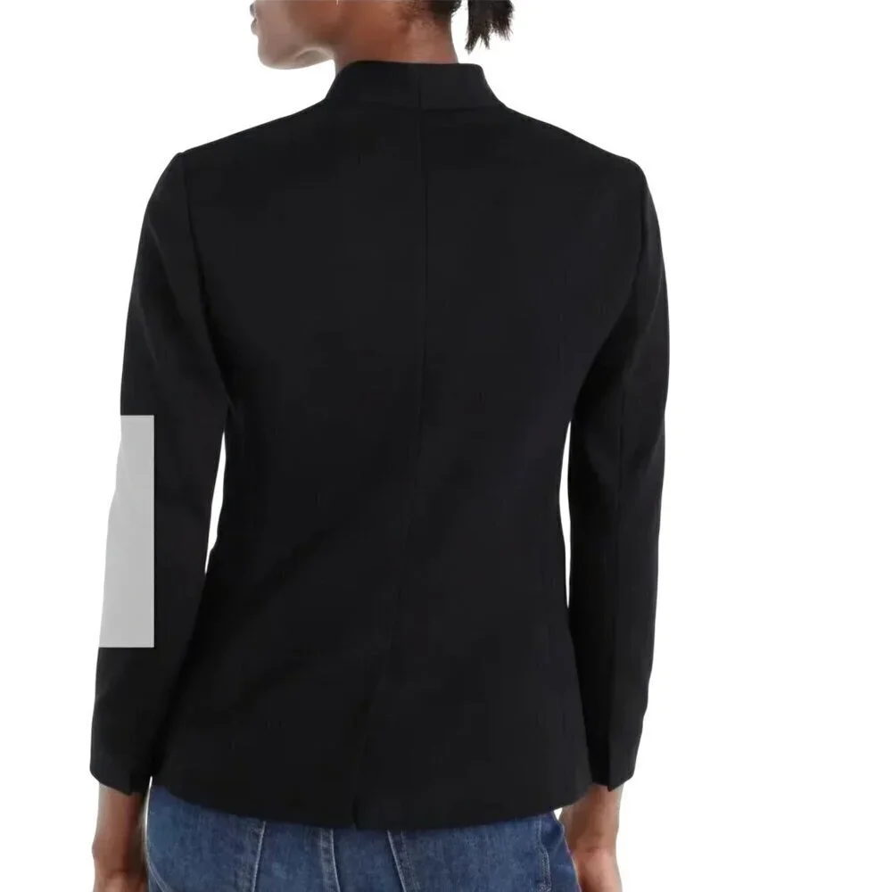 J. Crew 365 Going Out Blazer Stretch Twill Open Front Collarless Black Size 6